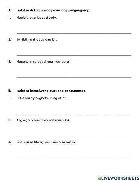 ayos ng pangungusap lesson plan|Ayos ng Pangungusap worksheet .